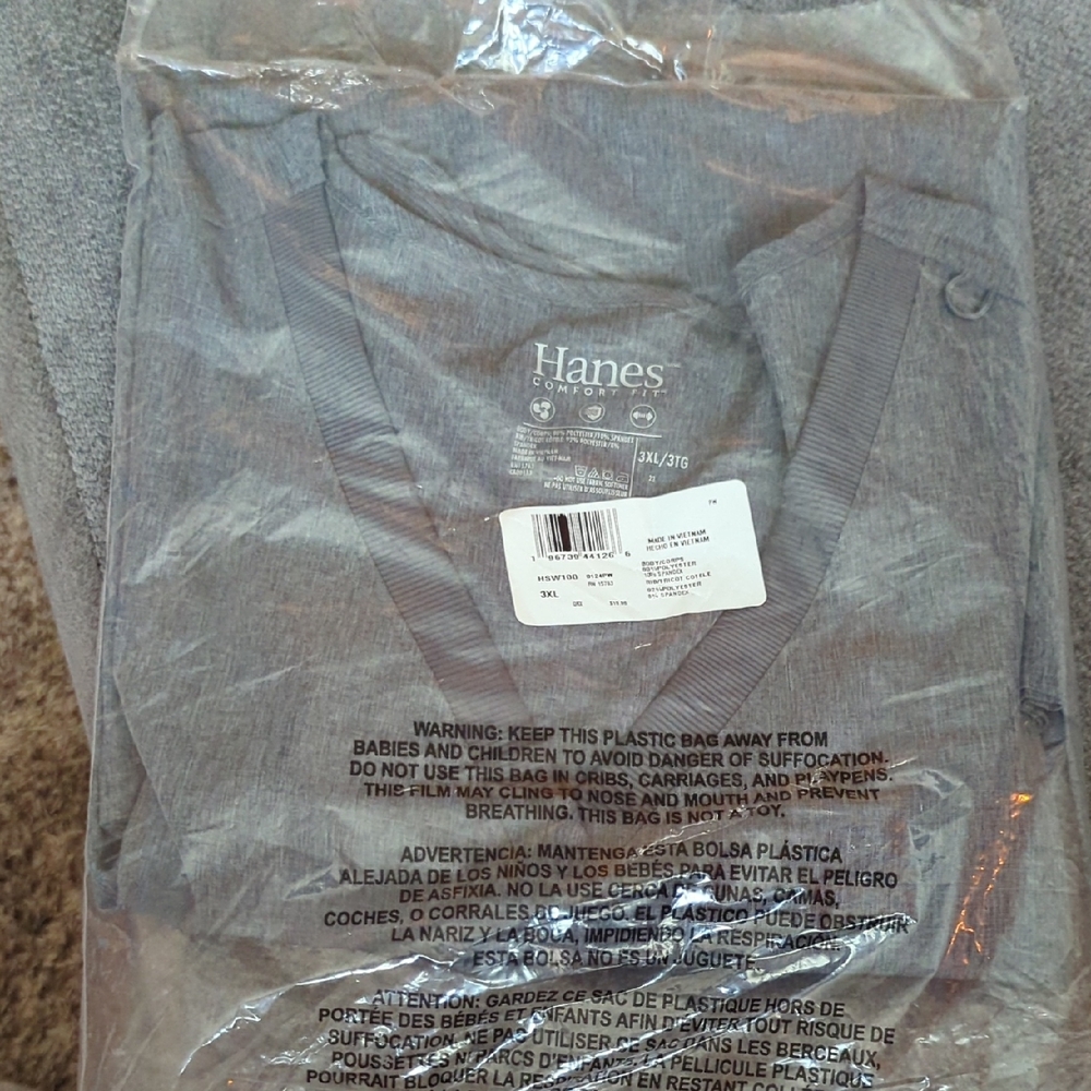 ! Hanes Gray V-Neck Scrubs